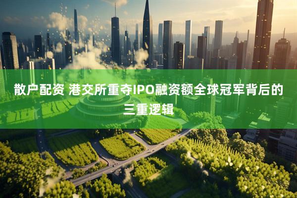 散户配资 港交所重夺IPO融资额全球冠军背后的三重逻辑